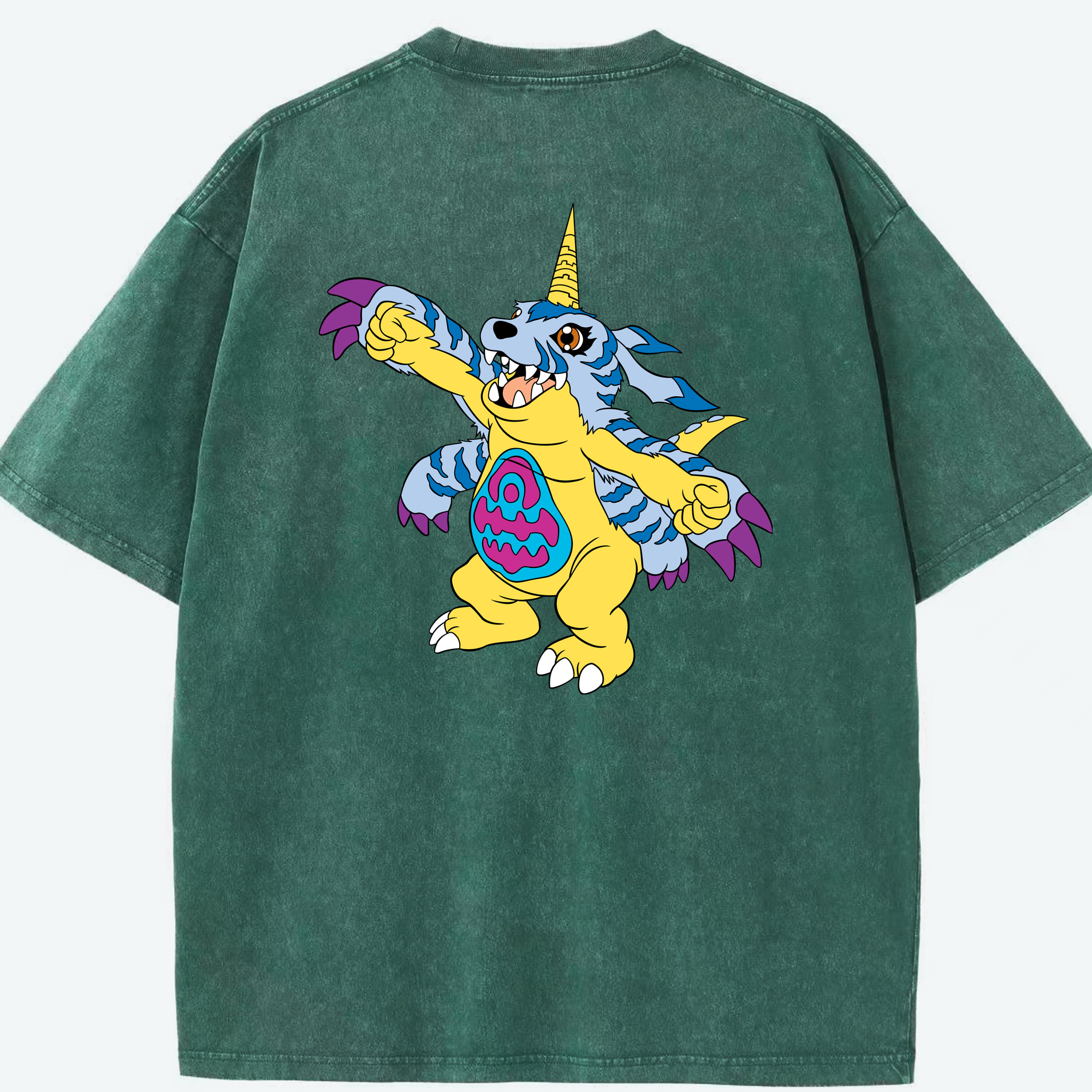 （画像用） Digimon デジタルモンスター/デジモン 綿100% ヴィンテージ風 半袖Tシャツ（背面プリント）